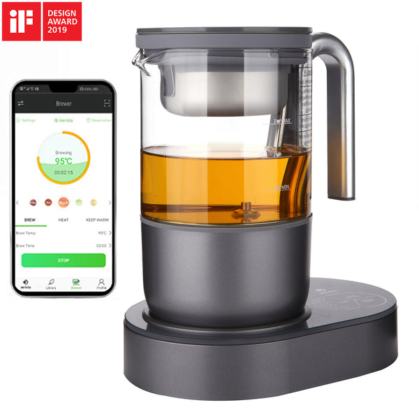 Qi Aerista App-Enabled Smart Tea Brewer with black tea